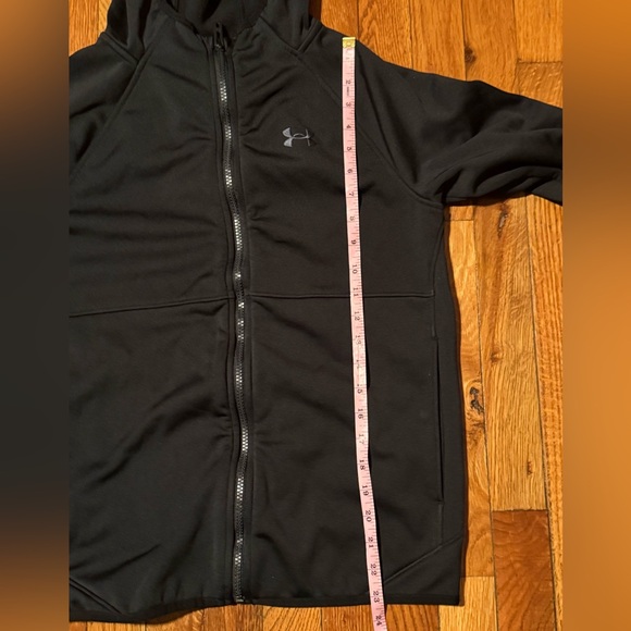 Under Armour Youth Large YL Full Zip Hoodie Jacket Black Fleece Lined Athletic - Picture 3 of 8